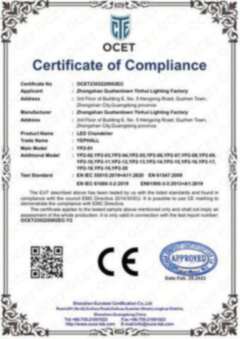 CE EMC certificate of compliance