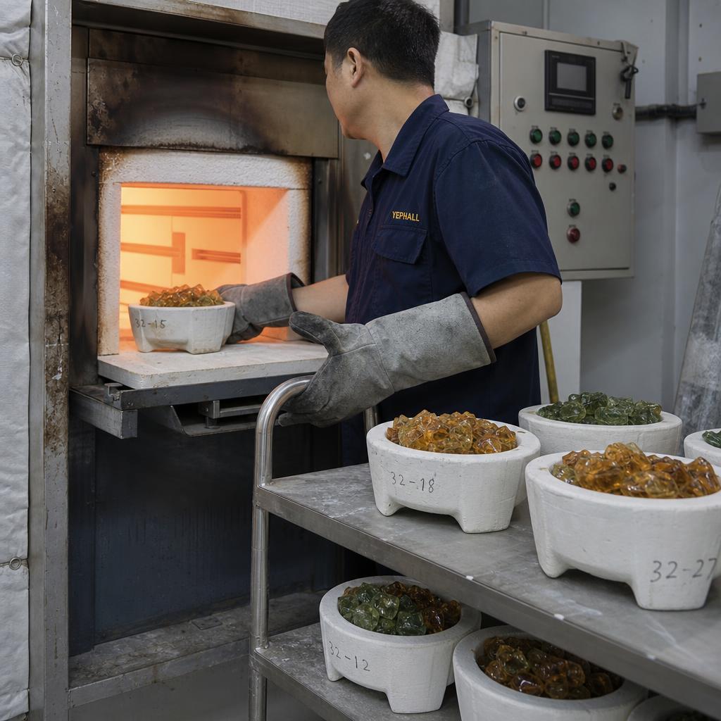 Loading filled moulds into the casting kiln
